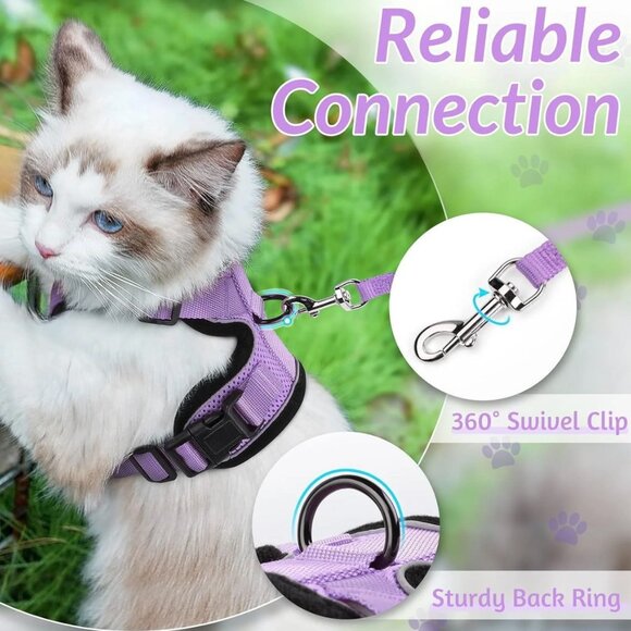 RABBITGOO Lilac Purple Cat Harness & Leash Size Medium - Picture 7 of 10